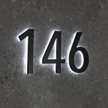 Load image into Gallery viewer, LUMO Lighting Technology | Illuminated Backlit LED Address Number 5" (Outdoor) - Black/Brushed Aluminum