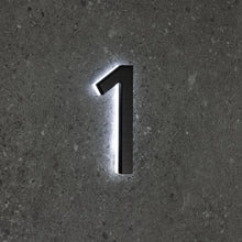 Load image into Gallery viewer, LUMO Lighting Technology | Illuminated Backlit LED Address Number 5" (Outdoor) - Black/Brushed Aluminum