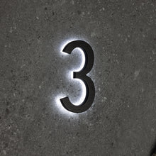 Load image into Gallery viewer, LUMO Lighting Technology | Illuminated Backlit LED Address Number 5" (Outdoor) - Black/Brushed Aluminum