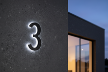 Load image into Gallery viewer, LUMO Lighting Technology | Illuminated Backlit LED Address Number 5" (Outdoor) - Black/Brushed Aluminum
