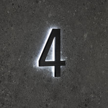 Load image into Gallery viewer, LUMO Lighting Technology | Illuminated Backlit LED Address Number 5" (Outdoor) - Black/Brushed Aluminum