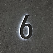 Load image into Gallery viewer, LUMO Lighting Technology | Illuminated Backlit LED Address Number 5" (Outdoor) - Black/Brushed Aluminum
