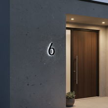 Load image into Gallery viewer, LUMO Lighting Technology | Illuminated Backlit LED Address Number 5" (Outdoor) - Black/Brushed Aluminum
