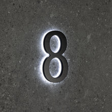 Load image into Gallery viewer, LUMO Lighting Technology | Illuminated Backlit LED Address Number 5" (Outdoor) - Black/Brushed Aluminum