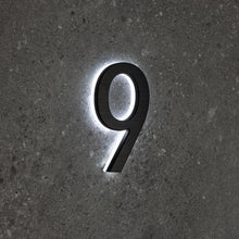 Load image into Gallery viewer, LUMO Lighting Technology | Illuminated Backlit LED Address Number 5" (Outdoor) - Black/Brushed Aluminum