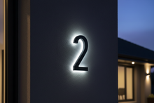 Load image into Gallery viewer, LUMO Lighting Technology | Illuminated Backlit LED Address Number 5" (Outdoor) - Black/Brushed Aluminum