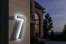 Load image into Gallery viewer, LUMO Lighting Technology | Illuminated LED Address Number 5" (Outdoor) - Silver/Brushed Aluminum