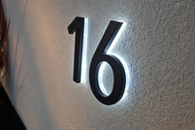 Load image into Gallery viewer, LUMO Lighting Technology | Illuminated Backlit LED Address Number 5" (Outdoor) - Black/Brushed Aluminum
