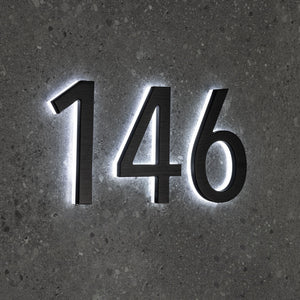 LUMO Lighting | Contemporary Illuminated Address Number 5" (Outdoor) - Black/Brushed Aluminum