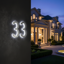 Charger l'image dans la galerie, LUMO Lighting Technology | Illuminated LED Address Number 5" (Outdoor) - Silver/Brushed Aluminum
