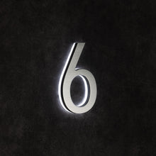 Load image into Gallery viewer, LUMO Lighting | Contemporary Illuminated Address Number 5&quot; (Outdoor) - Silver/Brushed Aluminum
