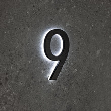 Load image into Gallery viewer, LUMO Lighting | Contemporary Illuminated Address Number 5&quot; (Outdoor) - Black/Brushed Aluminum
