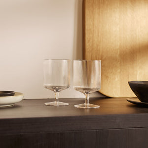 Ferm Living | Ripple Wine Glasses Set Of 2 - Clear (New Without Box)